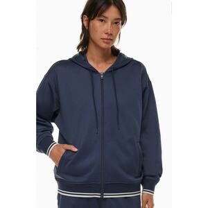 Aritzia Wilfred Free Navy Retrograde Zip up hoodie sweater jacket Sz M